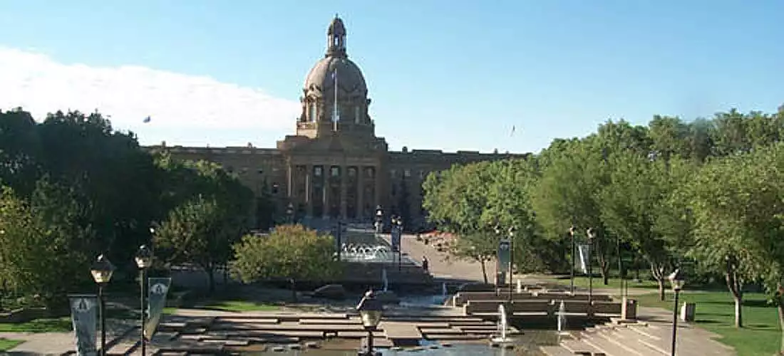 Fountains in front of the Alberta Legislature